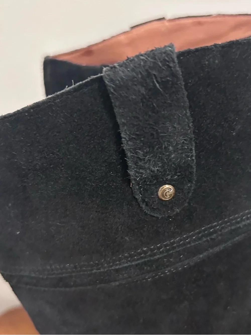 Corso Como Black Suede Tall Leather Riding Zip Flat Boots Women’s Size 8